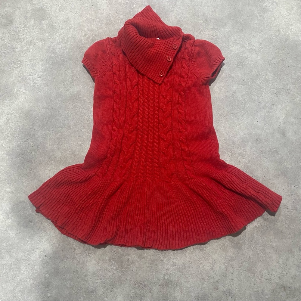 Gymboree 2012 Red Chunky Cable Knit Sweater Dress Sz 5